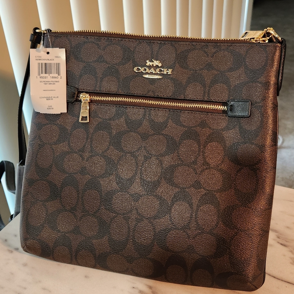 COACH Rowan Bag Brown Signature Canvas NWt